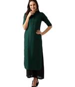 Green Rayon Raglan Sleeves Solid Womens kurti
