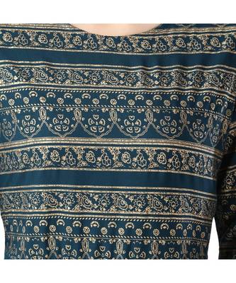 Blue Rayon 3/4 Sleeves Printed Womens kurti 5