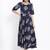 DAAVI Womens Rayon Floral Print Flared Long Gown (Navy Blue)