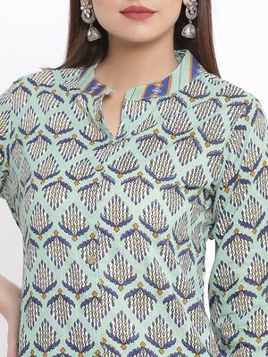 DAAVI Womens Cotton Cambric Printed Straight Kurta Palazzo Set (Multi Color) 3