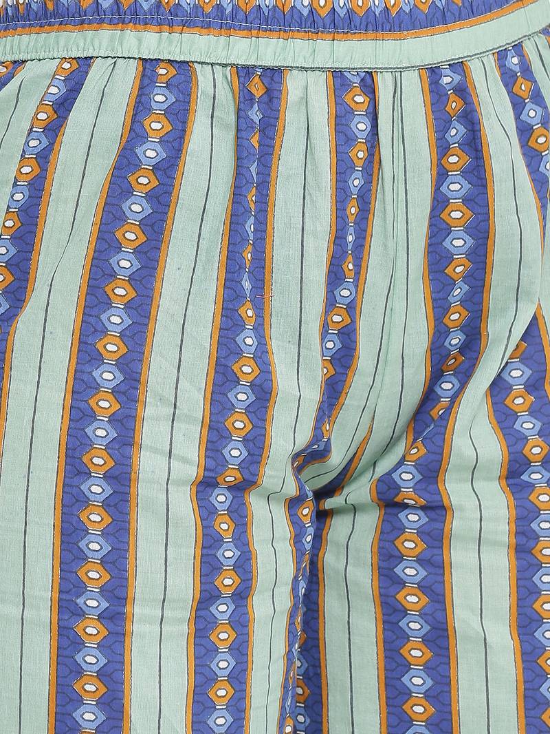 DAAVI Womens Cotton Cambric Printed Straight Kurta Palazzo Set (Multi Color)