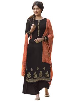 Brown embroidered tussar silk salwar 1