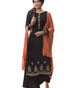 Brown embroidered tussar silk salwar