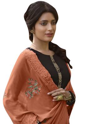 Brown embroidered tussar silk salwar 2