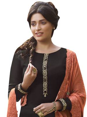 Brown embroidered tussar silk salwar 3
