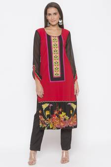 Red embroidered crepe salwar