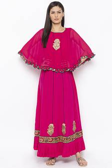 Pink embroidered crepe salwar
