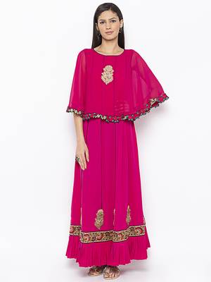 Pink embroidered crepe salwar 2