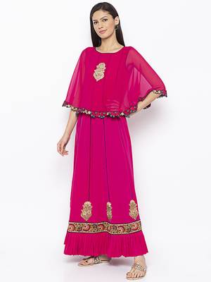 Pink embroidered crepe salwar 3