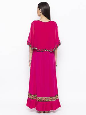 Pink embroidered crepe salwar 4