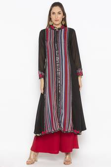 Black stripes print georgette salwar