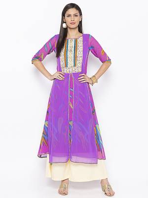 Purple embroidered georgette salwar 1