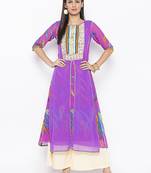 Purple embroidered georgette salwar