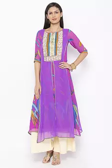 Purple embroidered georgette salwar