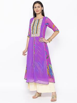 Purple embroidered georgette salwar 3