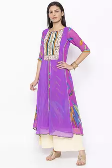 Purple embroidered georgette salwar