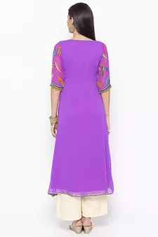 Purple embroidered georgette salwar
