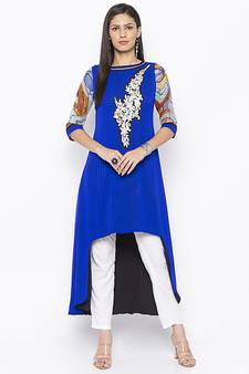 Dark-blue embroidered georgette salwar