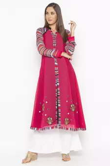 Pink embroidered georgette salwar