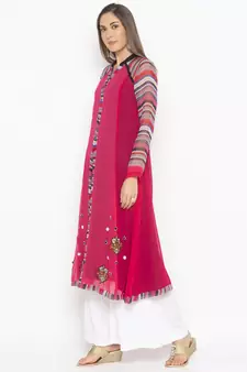 Pink embroidered georgette salwar