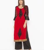 Red embroidered georgette salwar