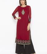 Maroon embroidered georgette salwar