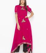 Pink embroidered georgette salwar