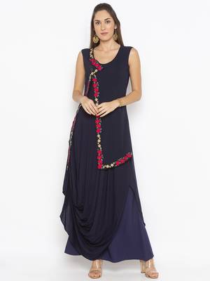 Dark-navy-blue embroidered cotton salwar 2