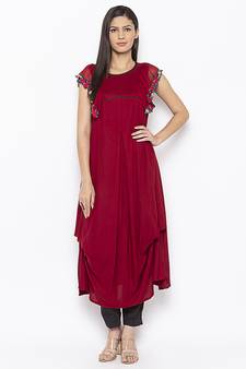 Maroon embroidered cotton salwar