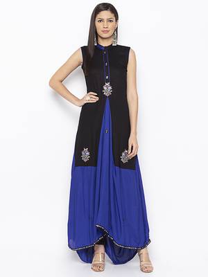 Black embroidered cotton salwar 1