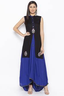 Black embroidered cotton salwar