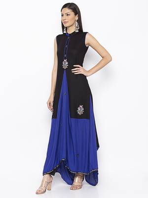 Black embroidered cotton salwar 3