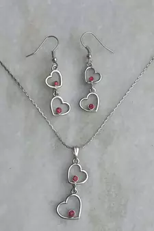 RozMili latest Designer American Diamond silver pendant set with earrings for women and  Girls