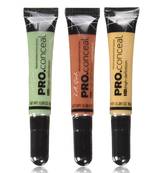 L.A Girl Pack of 3 HD Pro Conceal High Definition Concealer (Green, Yellow, Orange)