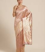 Shaily Women Lavender Silk Blend Woven Zari Saree