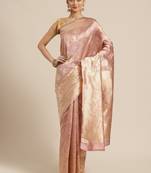 Shaily Women Lavender Silk Blend Woven Zari Saree