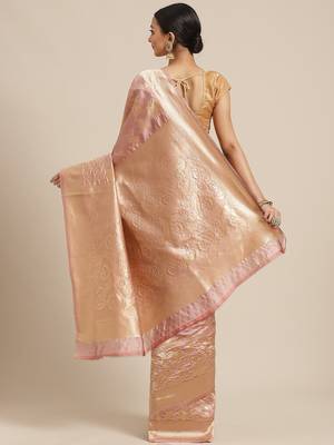 Shaily Women Lavender Silk Blend Woven Zari Saree 2