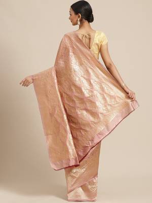 Shaily Women Lavender Silk Blend Woven Zari Saree 2