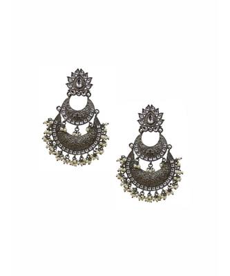 Silver Statement Chandbali Earrings 2
