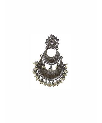 Silver Statement Chandbali Earrings 3