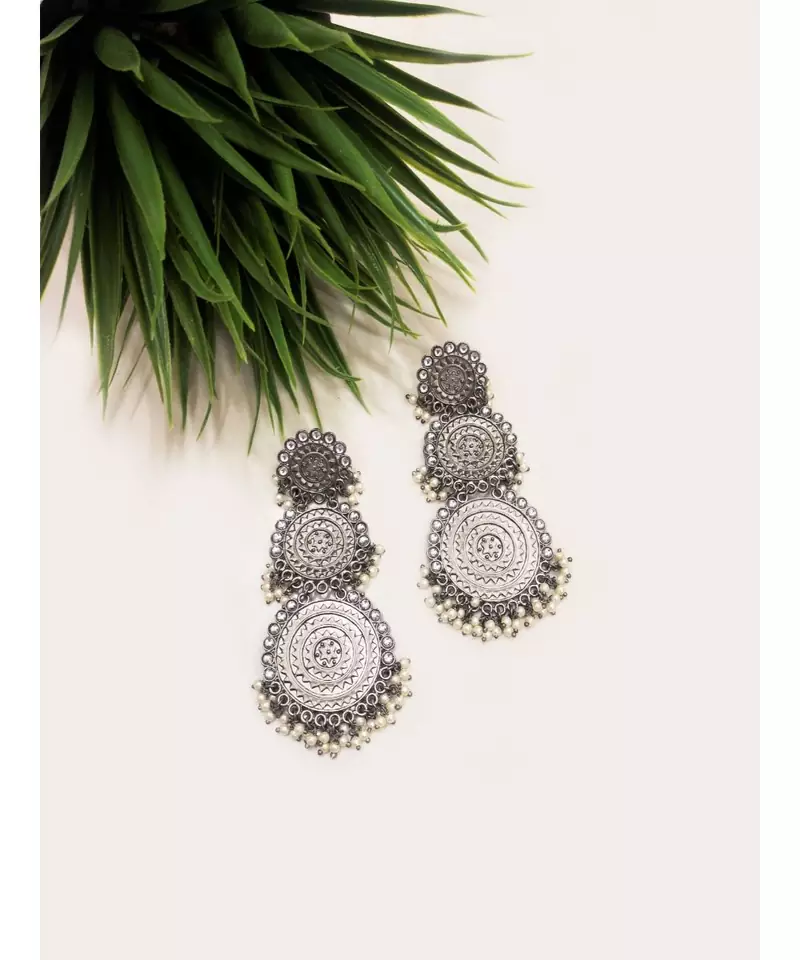 Enaya Silver Triad Earrings