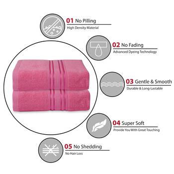 NFI essentials 100% Cotton 480 GSM Large Bath Towel | Super Absorbent, Large & Soft Towel | 142 x 71 cm (Pink) 2