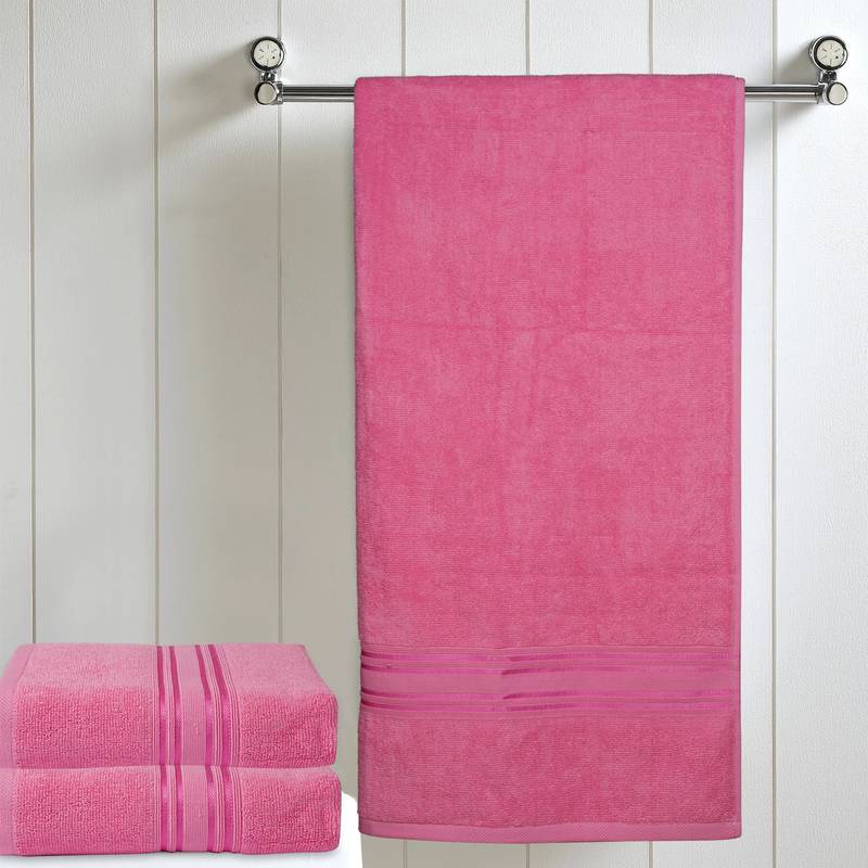 NFI essentials 100% Cotton 480 GSM Large Bath Towel | Super Absorbent, Large & Soft Towel | 142 x 71 cm (Pink)