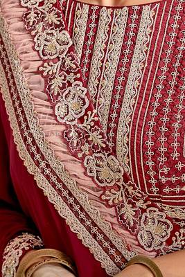 Maroon embroidered georgette saree with blouse 2