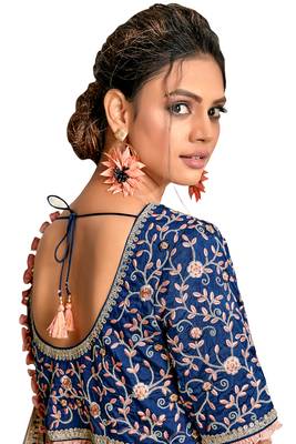 Silver embroidered silk saree with blouse 2