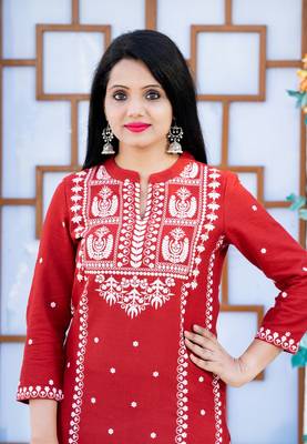 Wine floral print rayon salwar 2