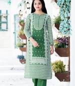 Green floral print rayon salwar
