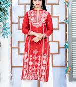 Wine floral print rayon salwar