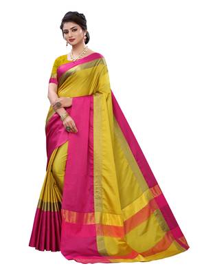 Mustard woven poly silk saree with blouse 1