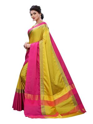 Mustard woven poly silk saree with blouse 2